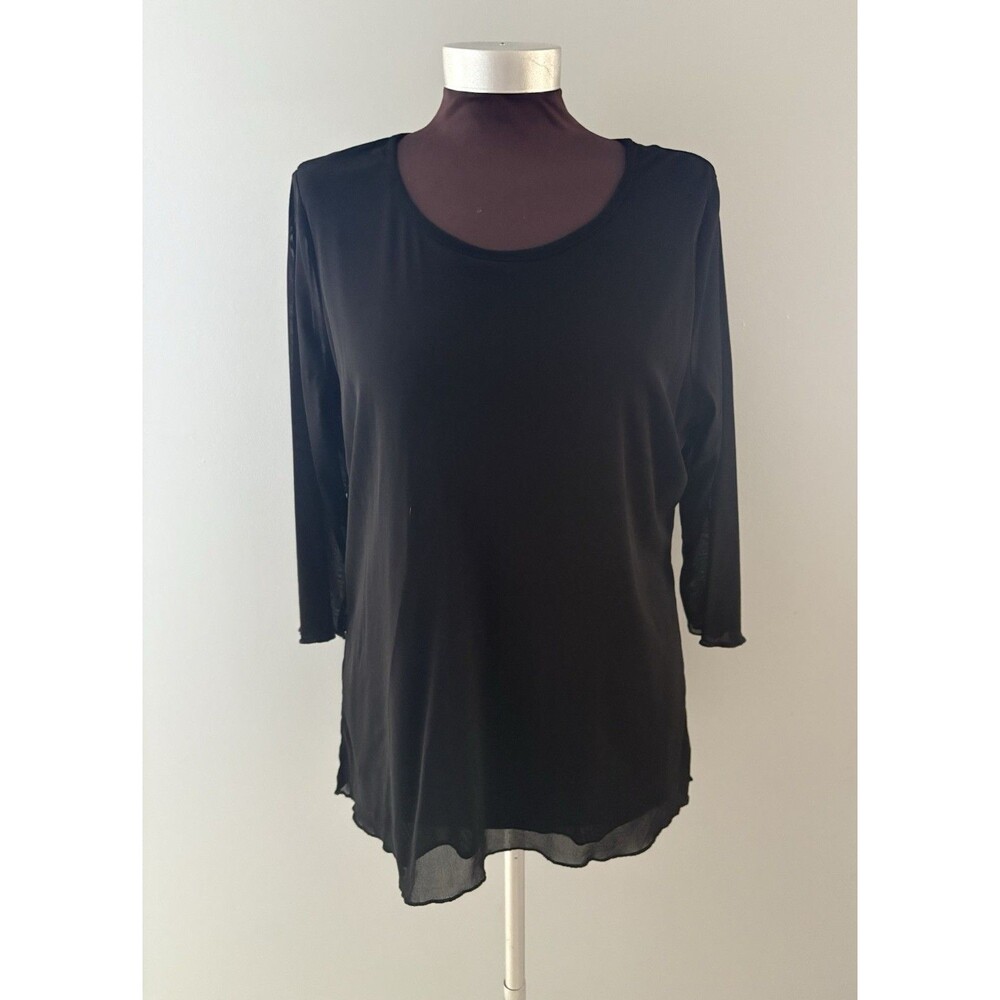 Shana Blouse Size XL Black Double Layer Sheer Sleeves Lightweight